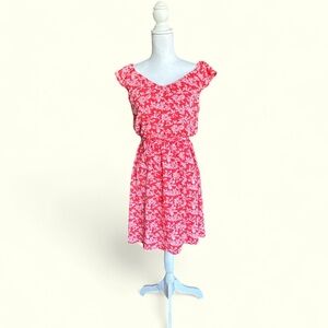 Kaileigh Rebecca Floral Dress with‎ Flutter Sleeves Coral Size XSP